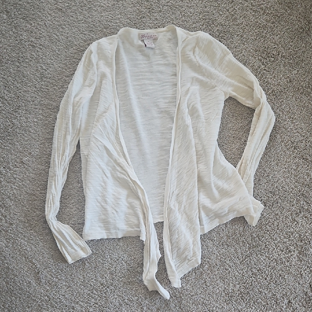 Women's White Open-Front Sweater